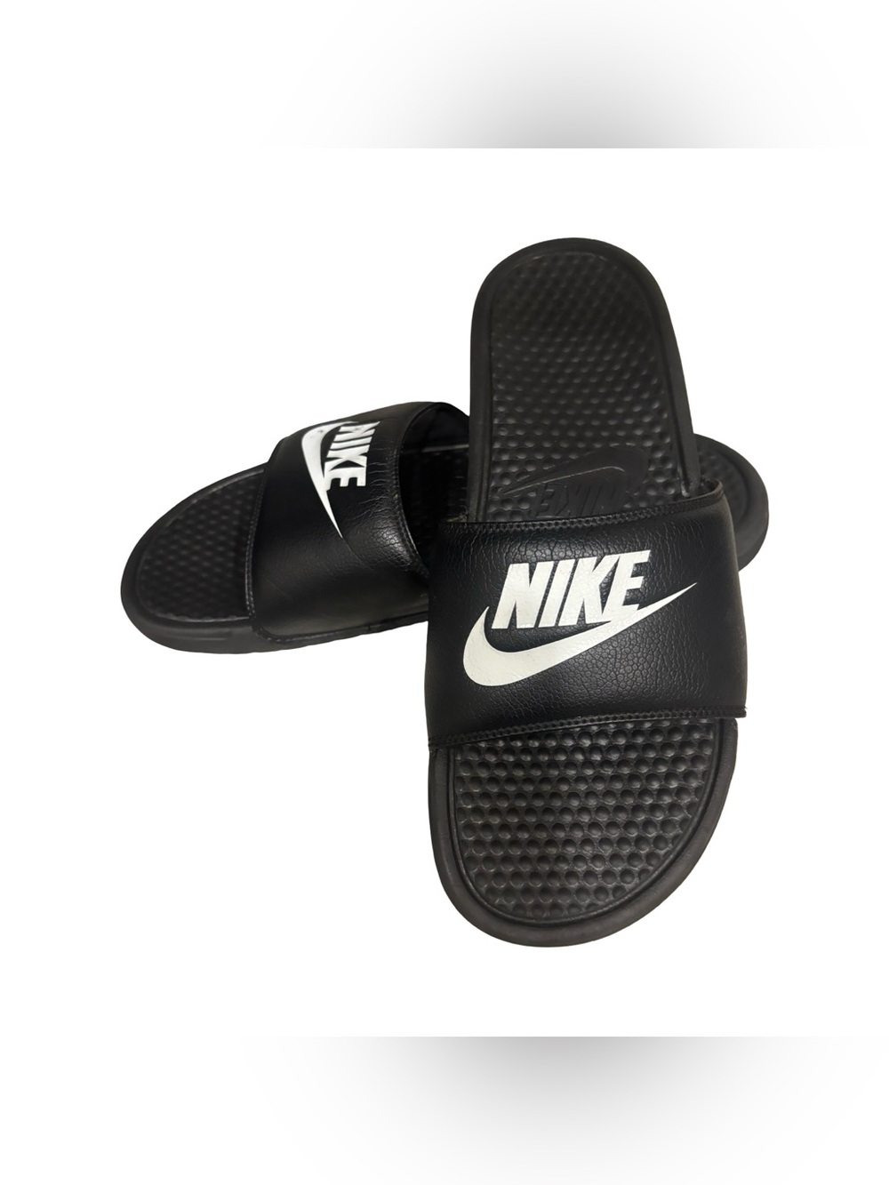 Nike Iconic Classic Unisex Black Slide Sandals with White Logo Size 11